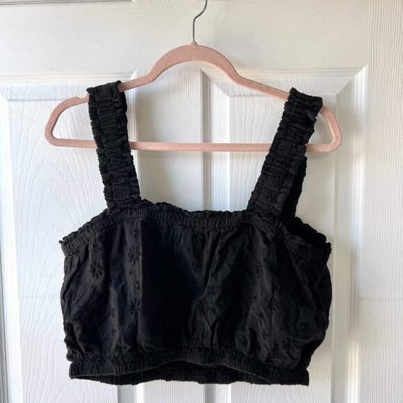 Aerie Woven Cropped Tank Top in Black EUC (size XL) - Picture 1 of 5